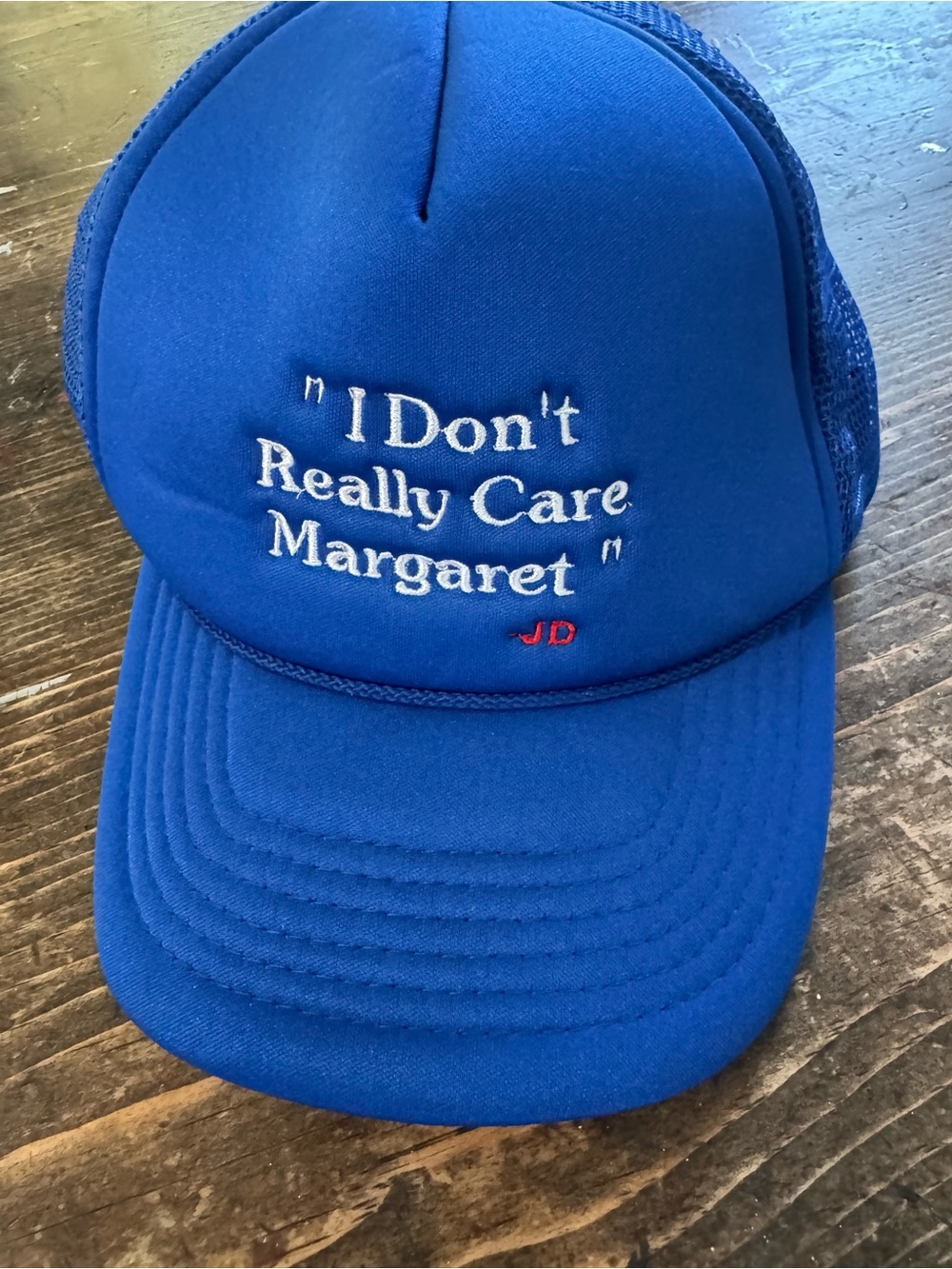 "I Don't Really Care Margaret" adjustable snap backTrucker Hat-one of a kind💙